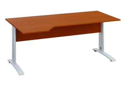 EZK 18 - 184 stůl kancelářský, rohový, levý, kovová podnož bílá, deska 18 mm, široký 1800 mm, třešeň šumavská